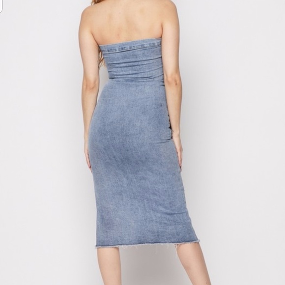 Denim dress, tie waist - Picture 3 of 4